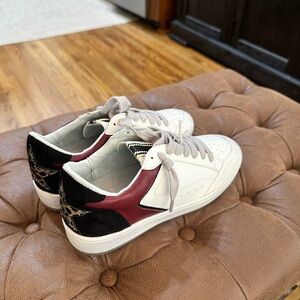 New… Shushop Park maroon/Black/white leopard star Sneakers (no box)